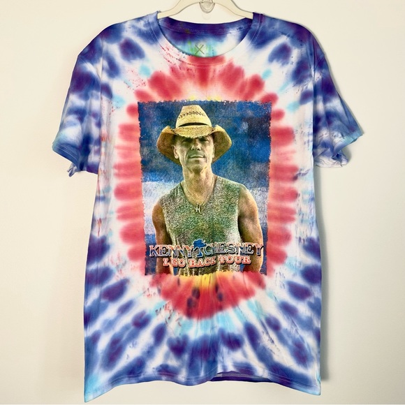 Kenny Chesney I Go Back Tour Concert T-shirt Shirt Tie Dye Medium Red Blue White - Picture 1 of 7